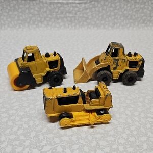 Vintage Tootsietoy Construction Dozer, Loader & Roller Heavy Play Wear